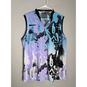 Jamie Sadock Sleeveless Polo Shirt Top Size XXL Purple Blue Golf  1/4 Zip